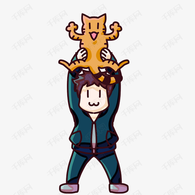 抱着老虎的小男孩