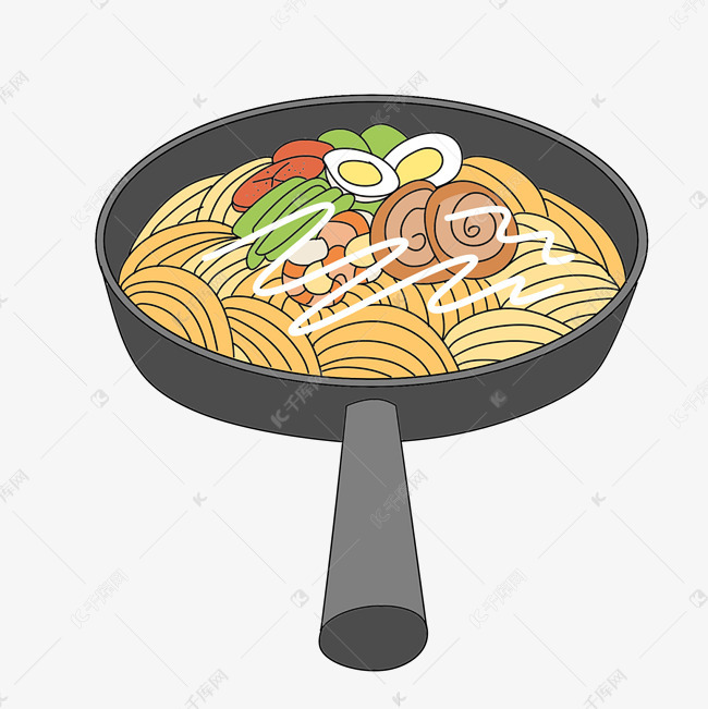 美味的小吃炒面插画