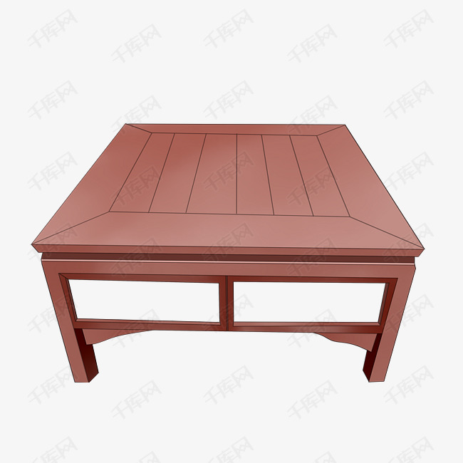 中式木质桌子插画
