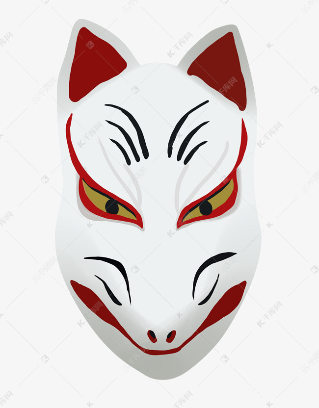 日本狐狸面具插画