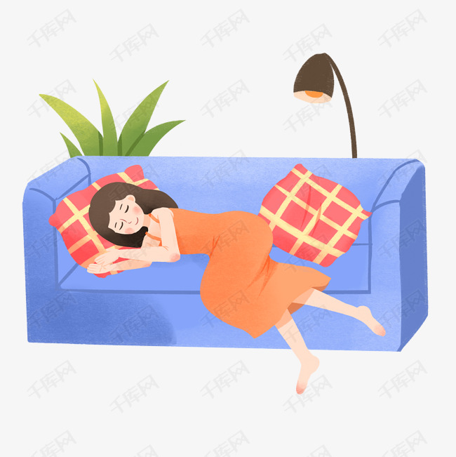 沙发上熟睡的女孩