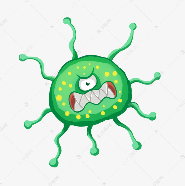 手绘卡通细菌免抠图