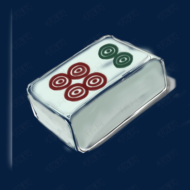 麻将六筒卡通风格插画手绘