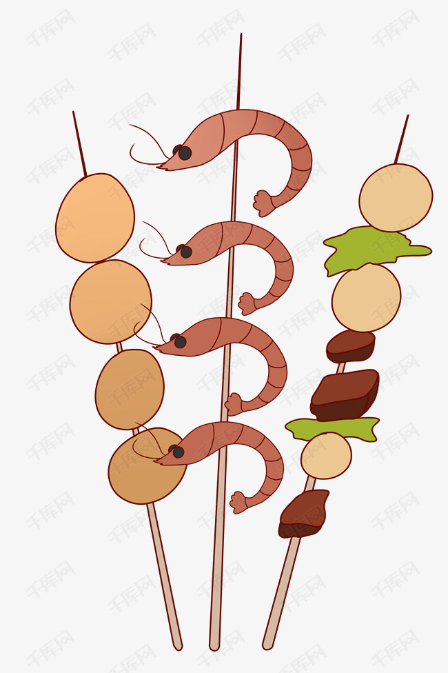 美味的烧烤串串插画