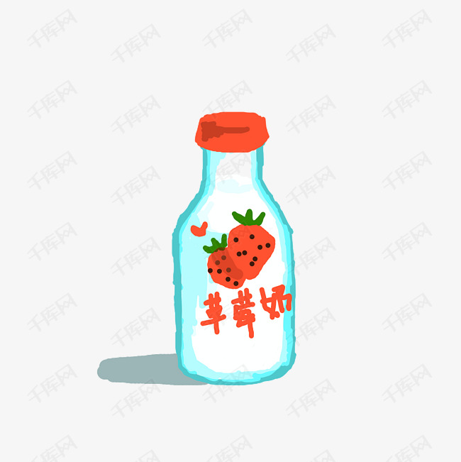草莓牛奶简笔画可爱图片