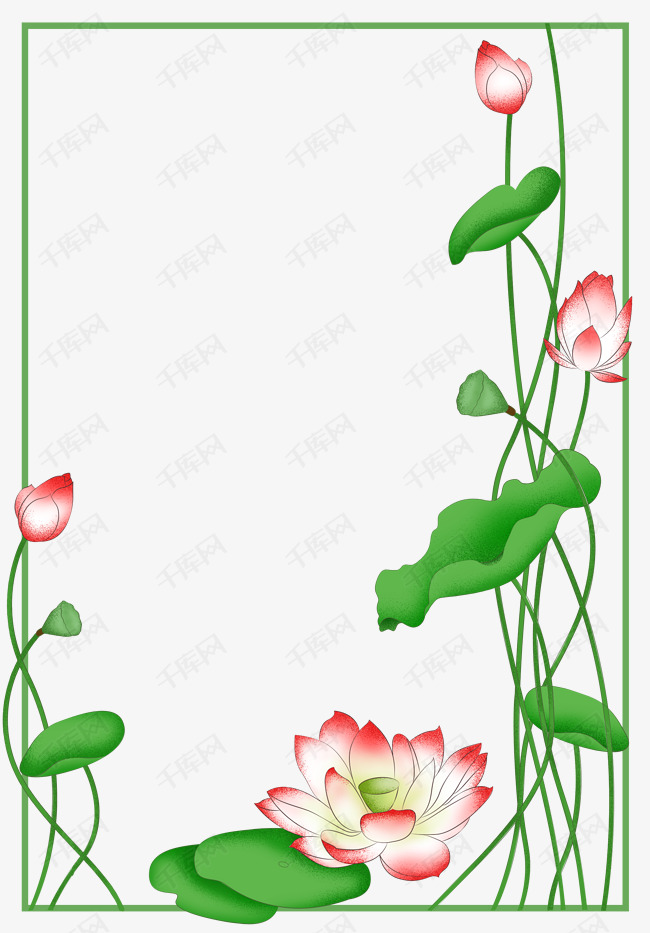 荷花边框png素材