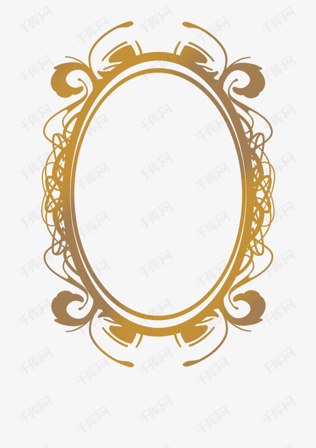 黄色椭圆形边框装饰素材图片免费下载-千库网