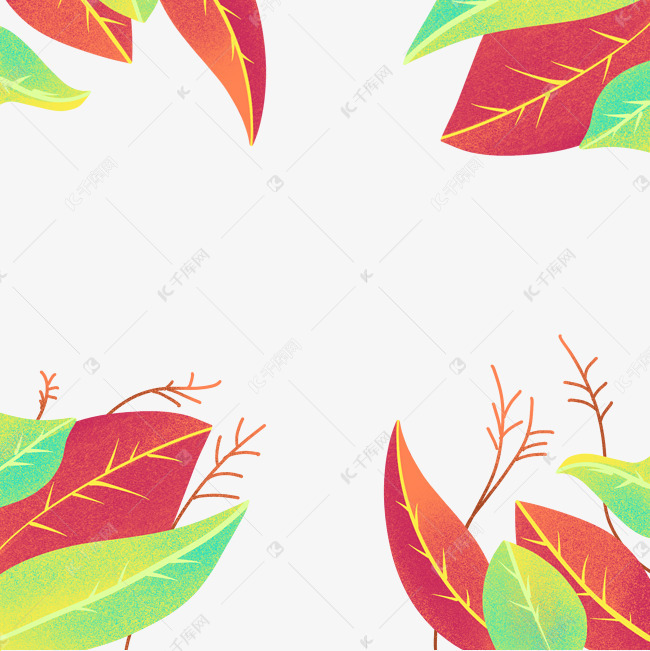 夏日绿色红色叶子边框素材图片免费下载-千库网