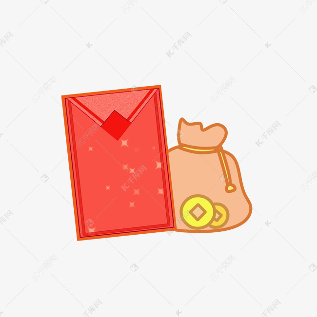 卡通手绘中国风红色红包插画