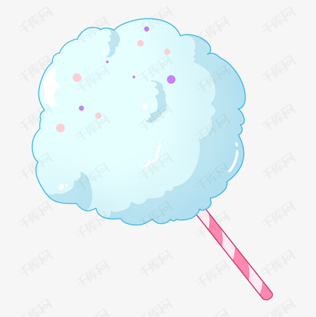 蓝色棉花糖装饰插画