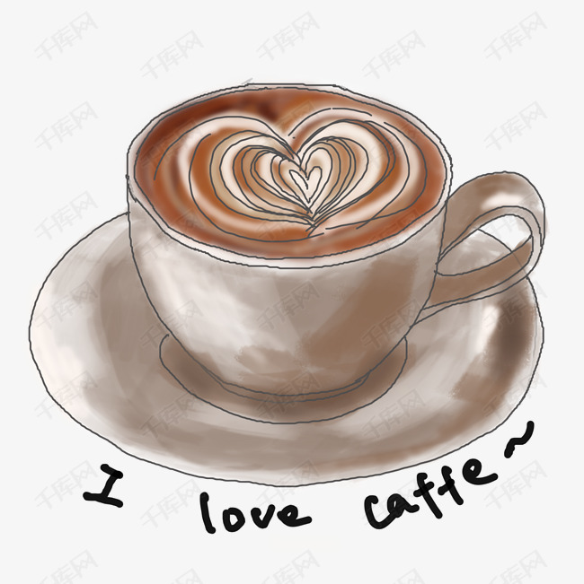 彩绘咖啡拉花png
