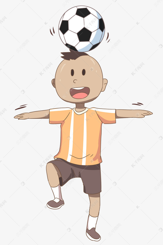 用头顶足球的男孩插画