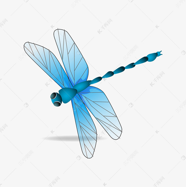 矢量免扣卡通蓝色蜻蜓