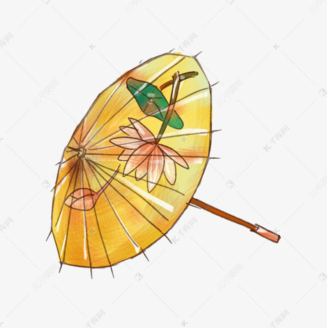 荷花装饰雨伞插画