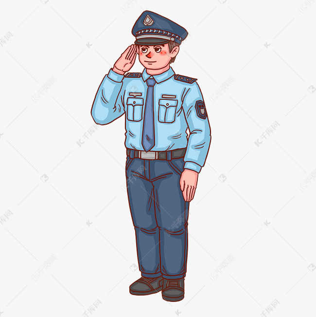 警察人物警察敬礼素材图片免费下载 高清卡通手绘psd 千库网 图片编号