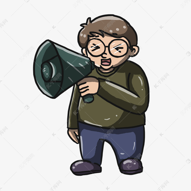 使用喇叭大声讲话的人物卡通手绘