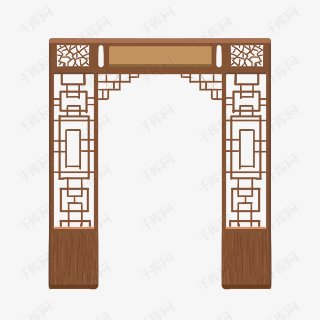 黄色的屏风装饰插画