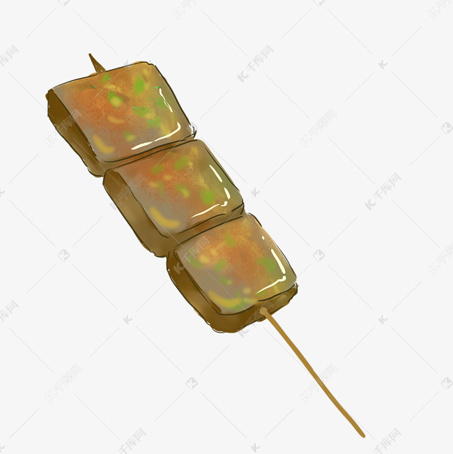 臭豆腐串小吃插画