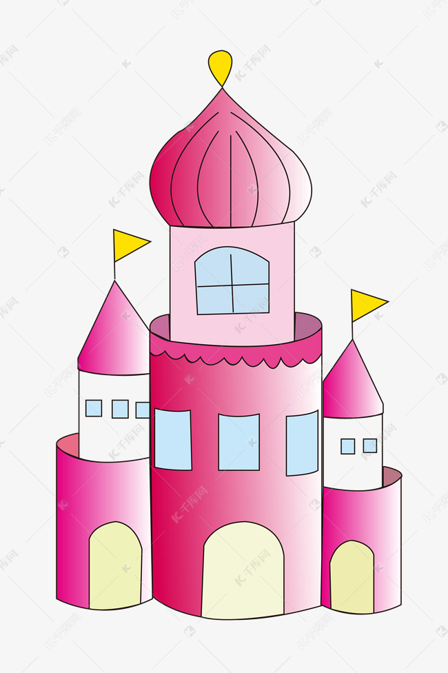粉色儿童城堡插画