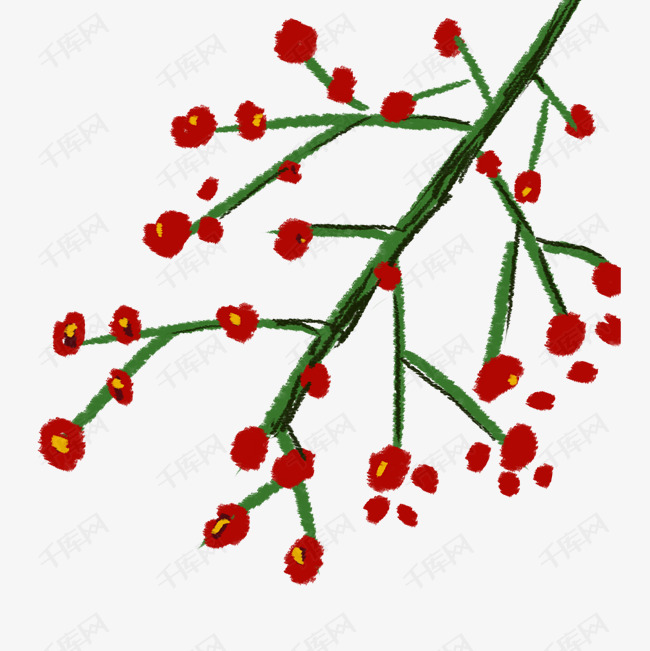 一枝盛开的小红花