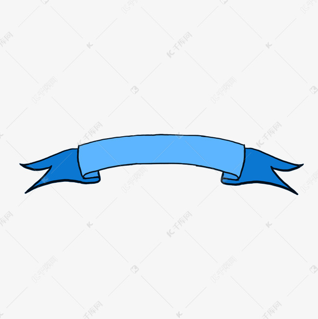 蓝色条状卡通标题彩带免费下载