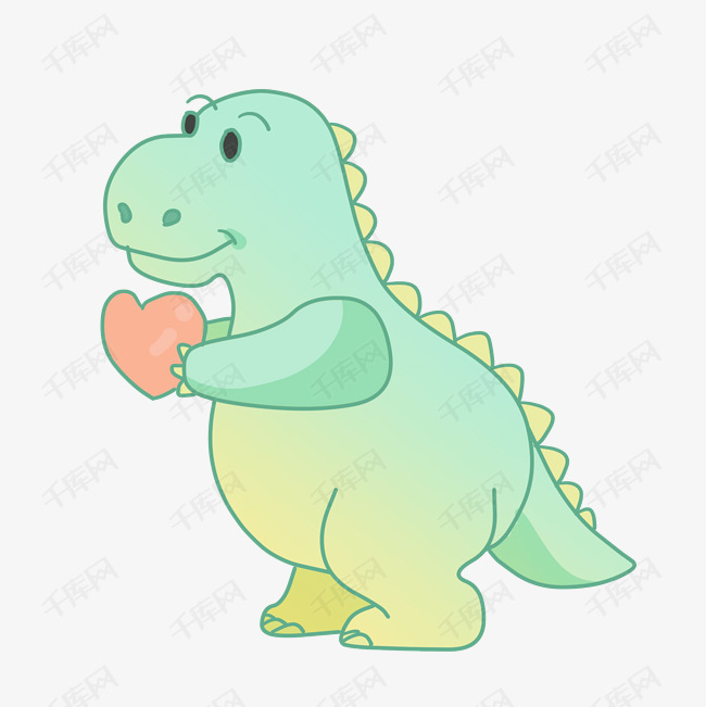 比心的小恐龙插画