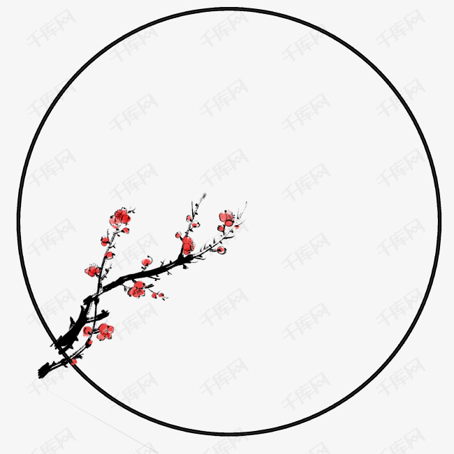 黑色圆形梅花边框