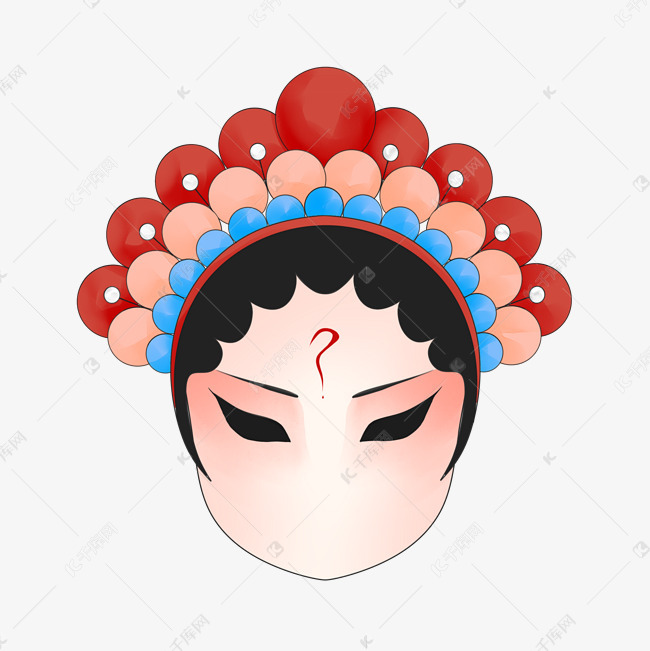 红色的戏剧凤冠插画