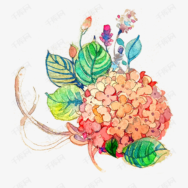 紫阳花花卉绣球唯美png花球素材图片免费下载 高清卡通手绘psd 千库网 图片编号