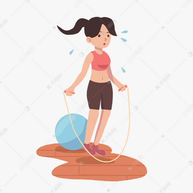 扁平风格跳绳健身