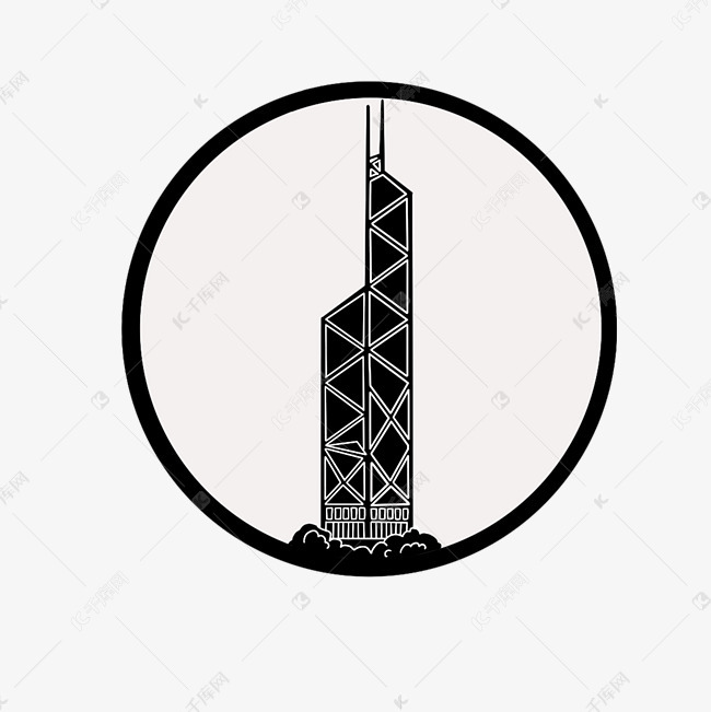 城市剪影香港中银大厦黑白免扣简