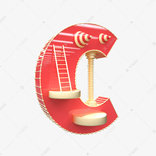 c4d红金色喜庆立体创意科技感