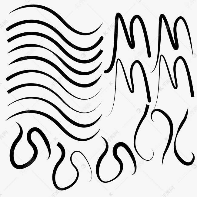 涂鸦黑白线条s曲线矢量