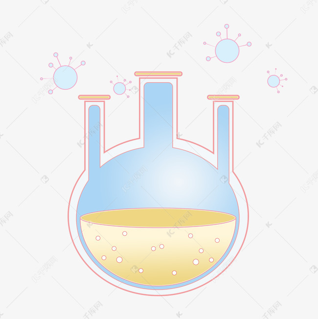 三口烧瓶卡通插画