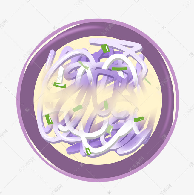 紫色面条卡通插画