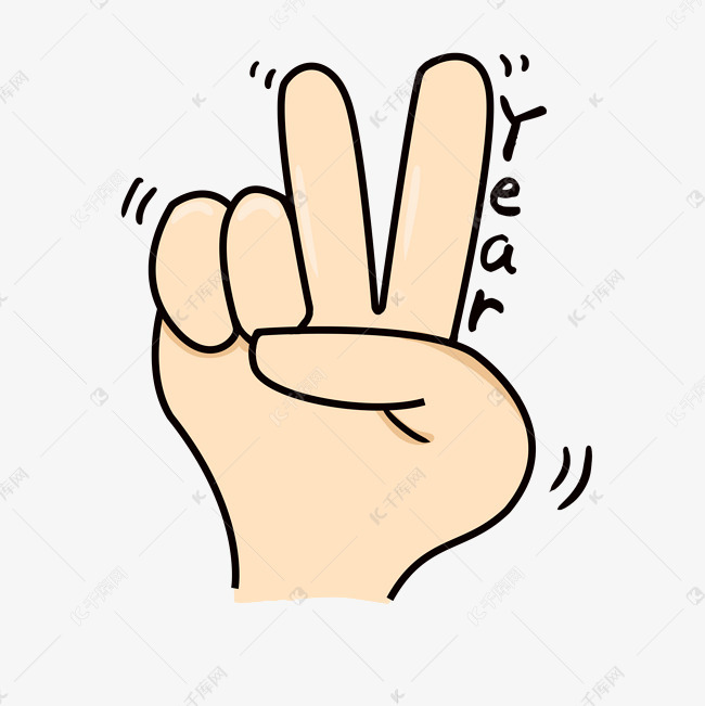 卡通year手势插画