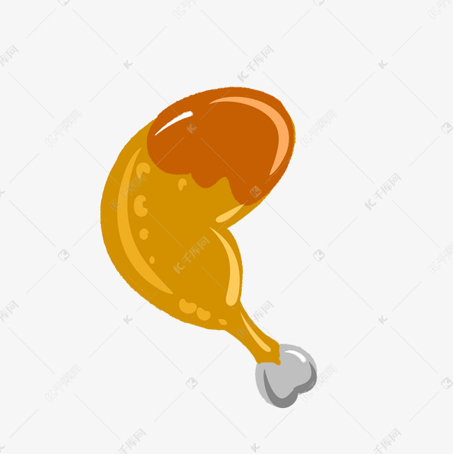 鸡腿烧烤卡通插画