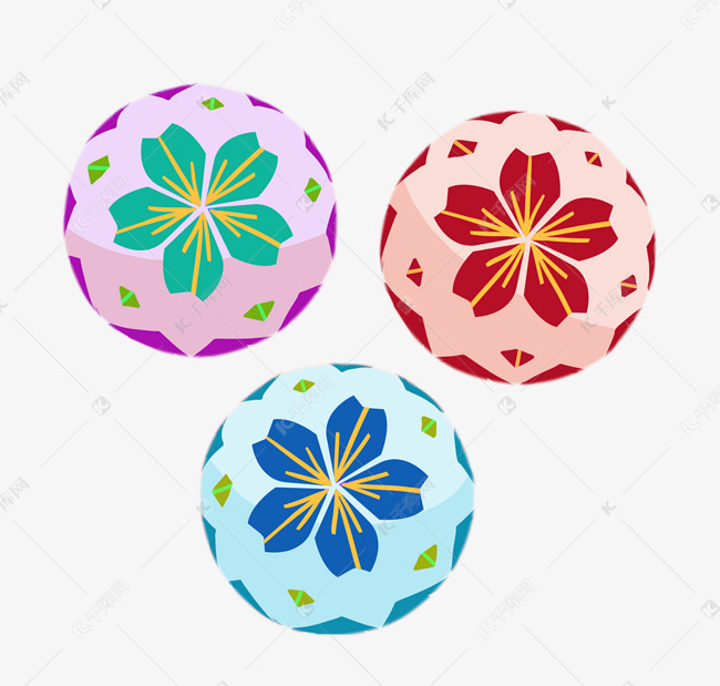 日本彩球装饰插画