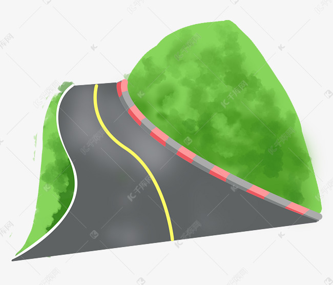 上坡城镇公路插画