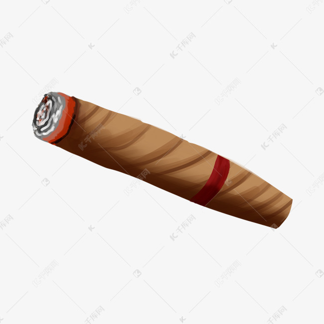 卡通点燃的雪茄插画免抠