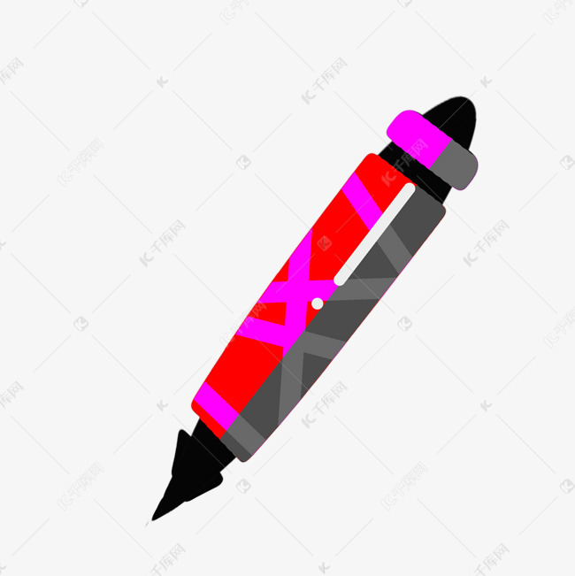 灰红色水彩笔插画