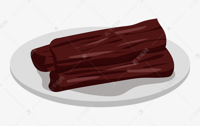 小吃牛肉干的插画