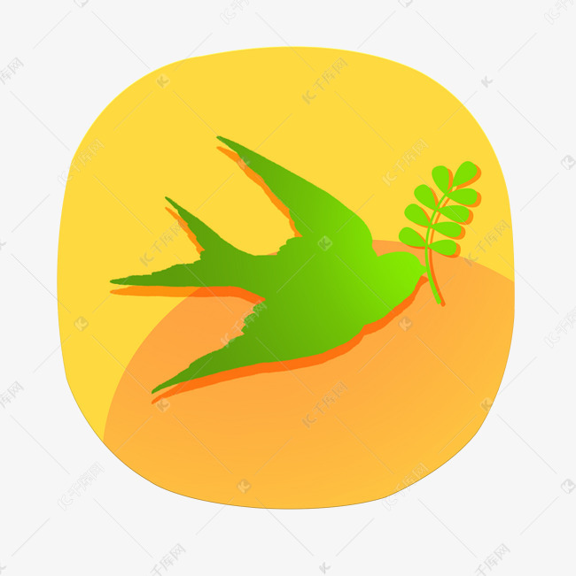 绿色圆形飞翔的燕子图标
