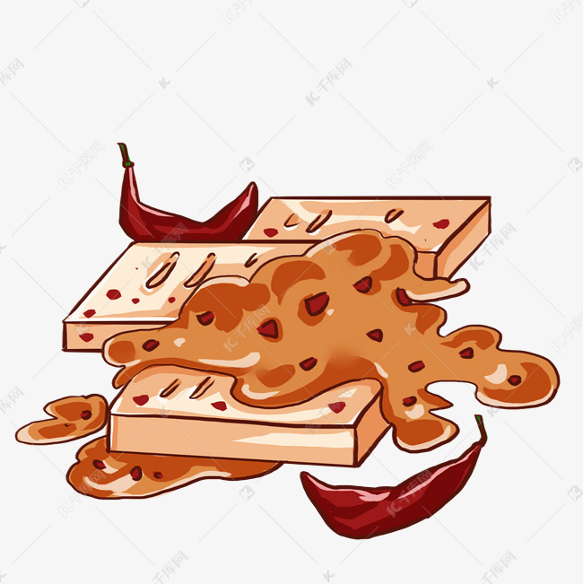 美味的煎豆腐插画