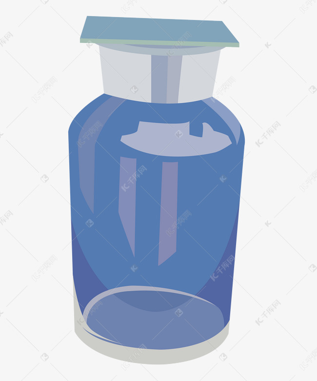 蓝色的卡通集气瓶
