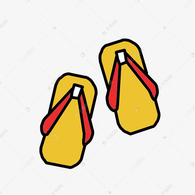 黄色的卡通木屐插画