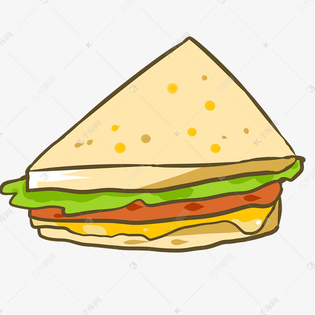三明治面包美食插画