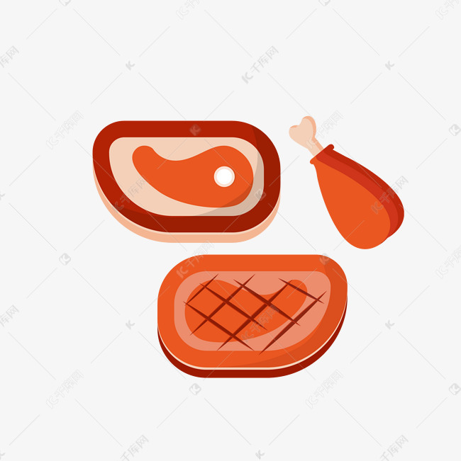 烧烤美食火腿插画
