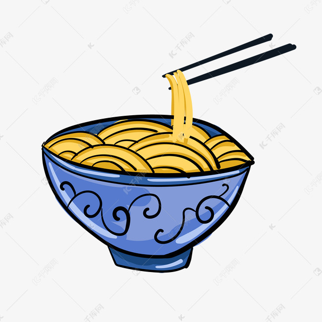 黄色的面条装饰插画