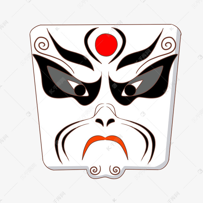 白色方形脸谱插画